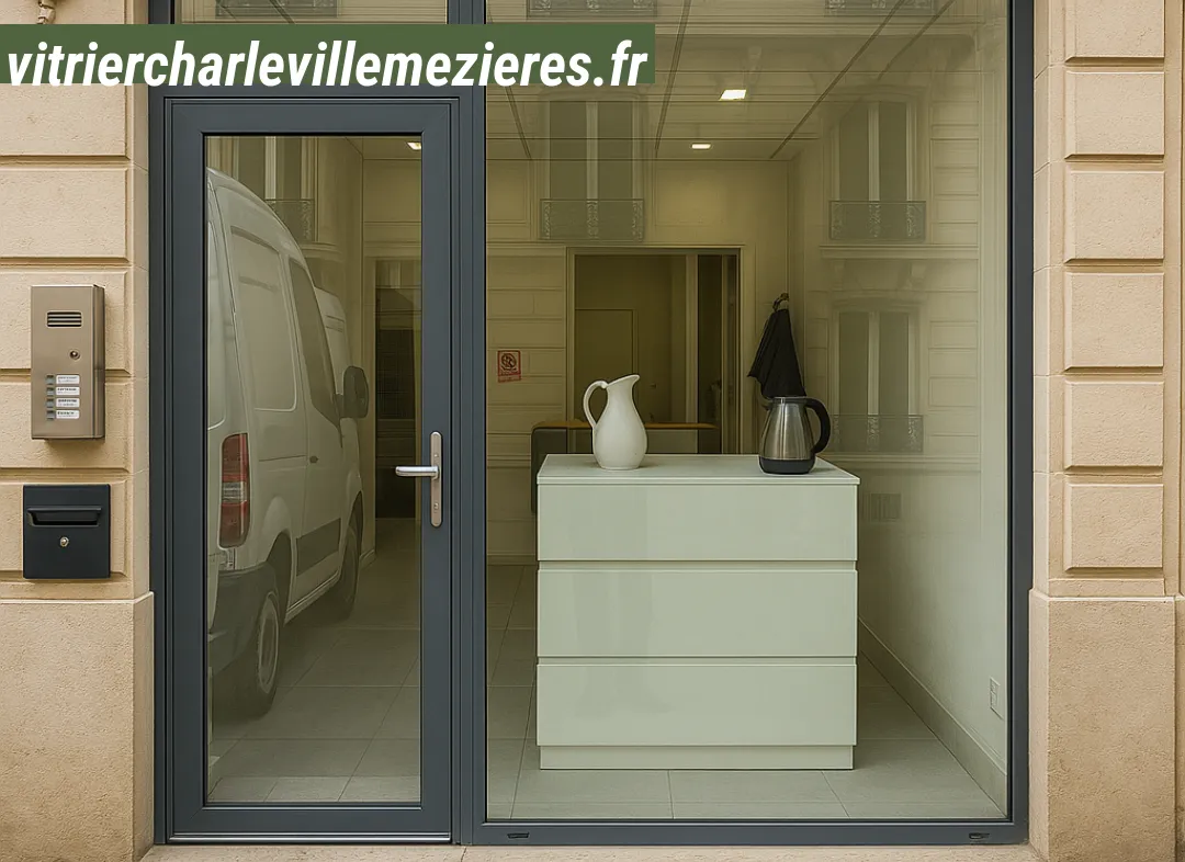 Façade vitrine de magasin en aluminium sur mesure à Charleville-Mézières